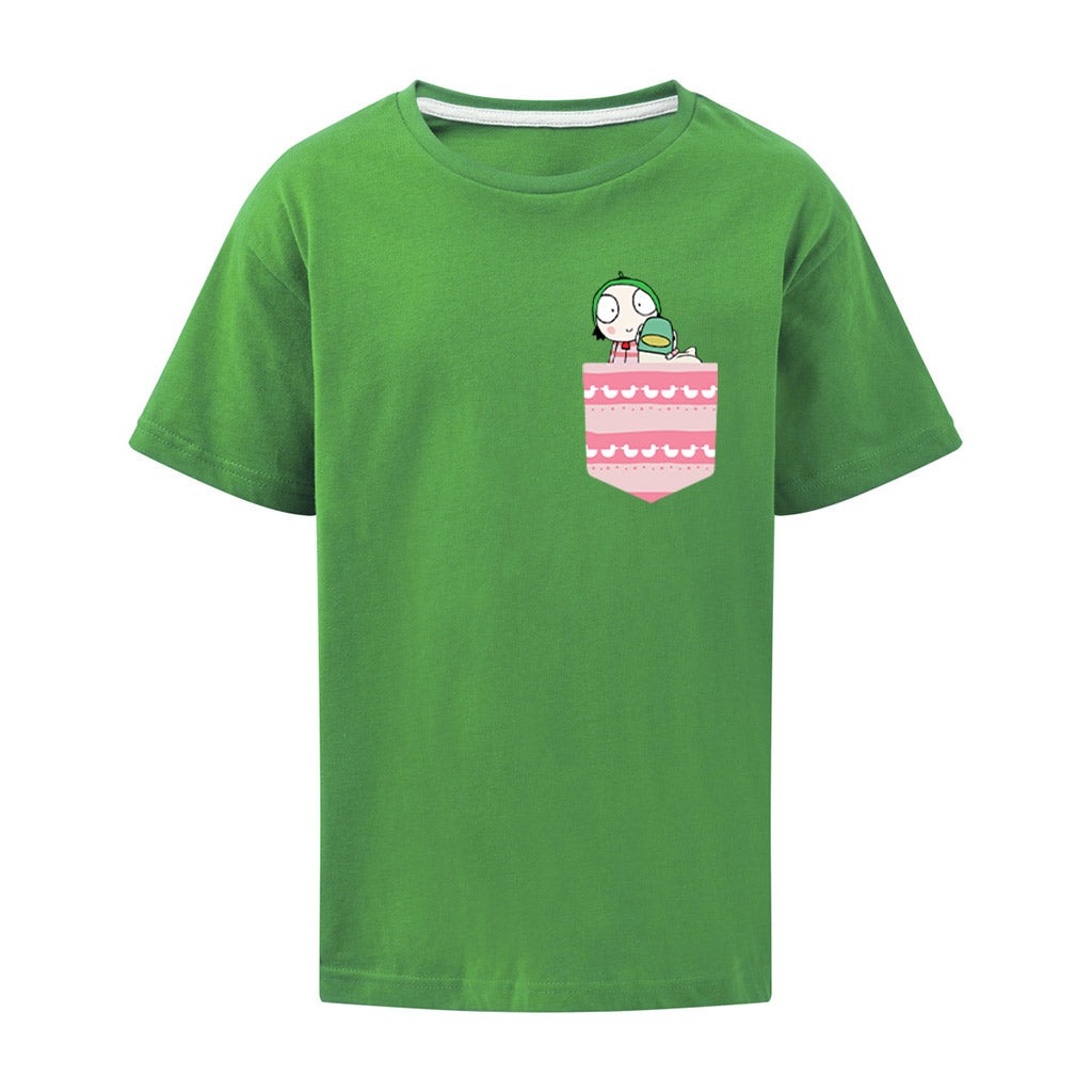 Sarah & Duck Pink Printed Pocket T-Shirt