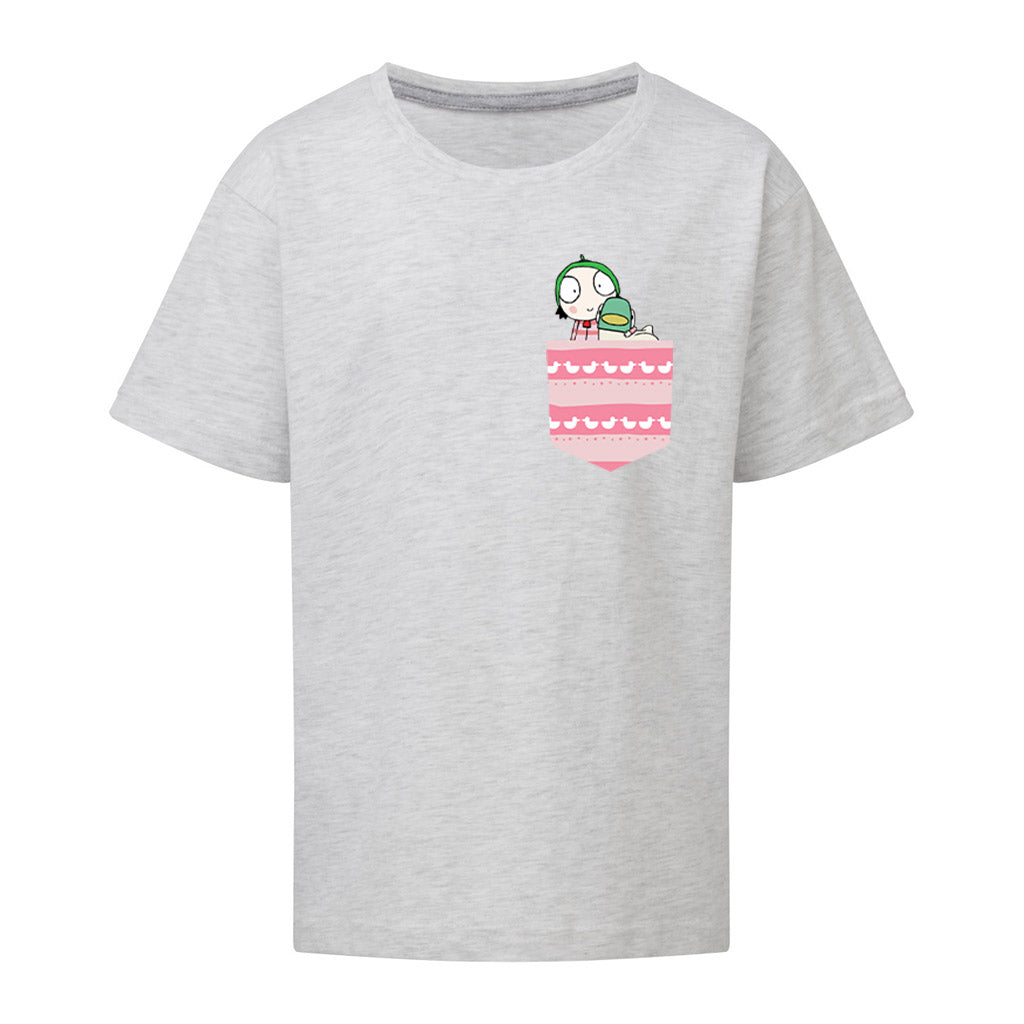 Sarah & Duck Pink Printed Pocket T-Shirt