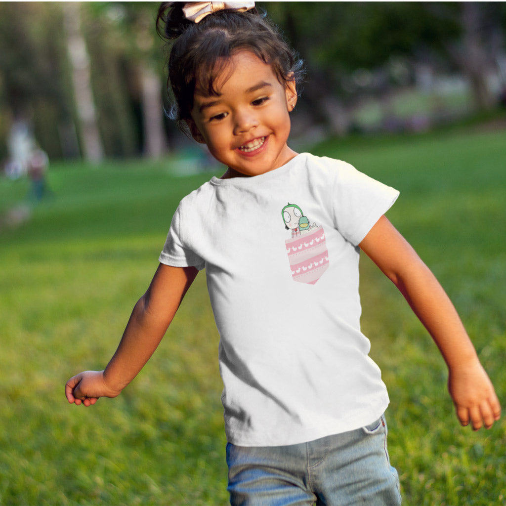 Sarah & Duck Pink Printed Pocket T-Shirt