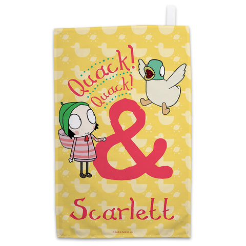 Personalised Sarah & Duck Tea Towel