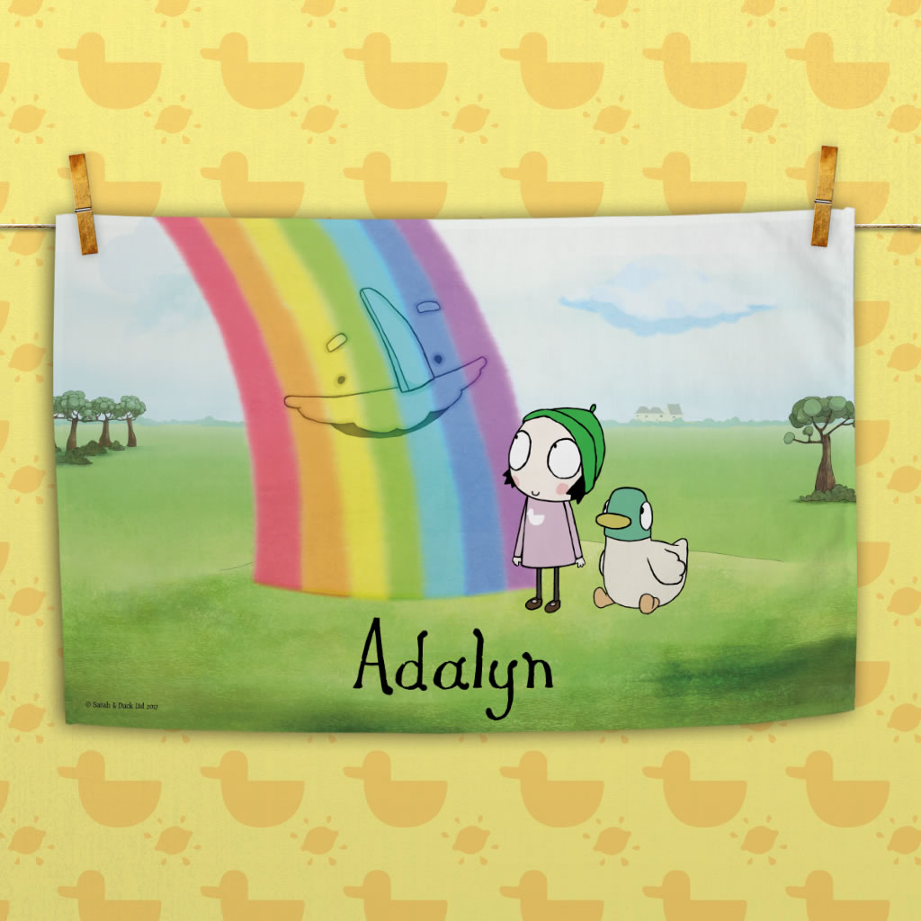 Personalised Rainbow Tea Towel - Landscape