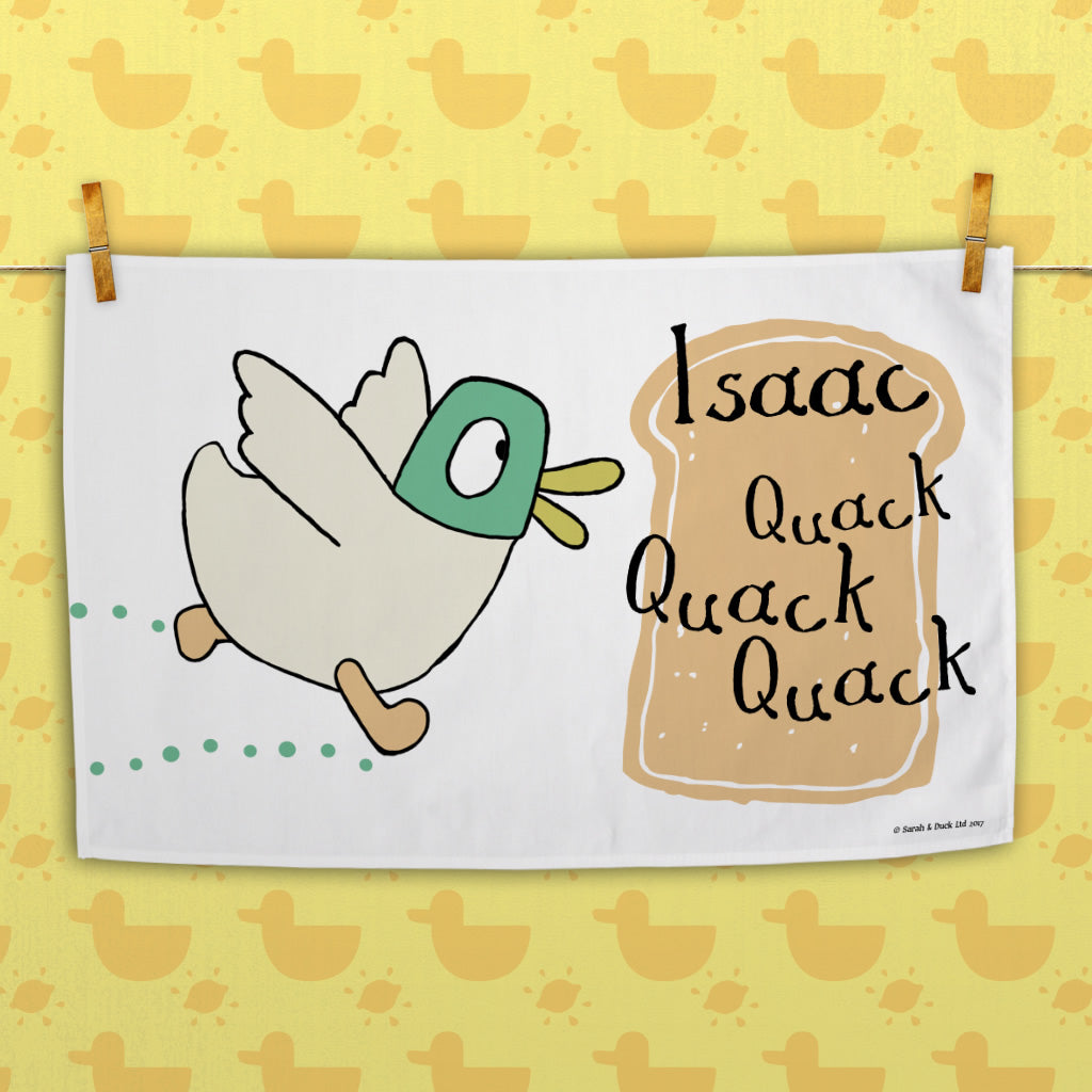 Personalised White Duck Tea Towel