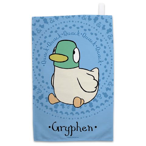 Personalised Blue Duck Tea Towel