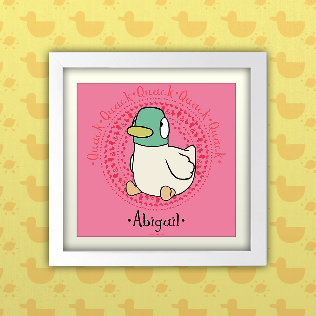 Personalised Pink Duck Art Print