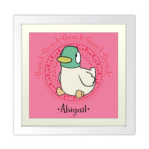 Personalised Pink Duck Art Print