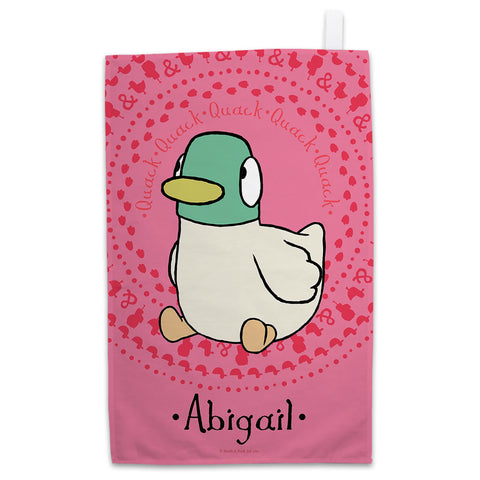 Personalised Pink Duck Tea Towel