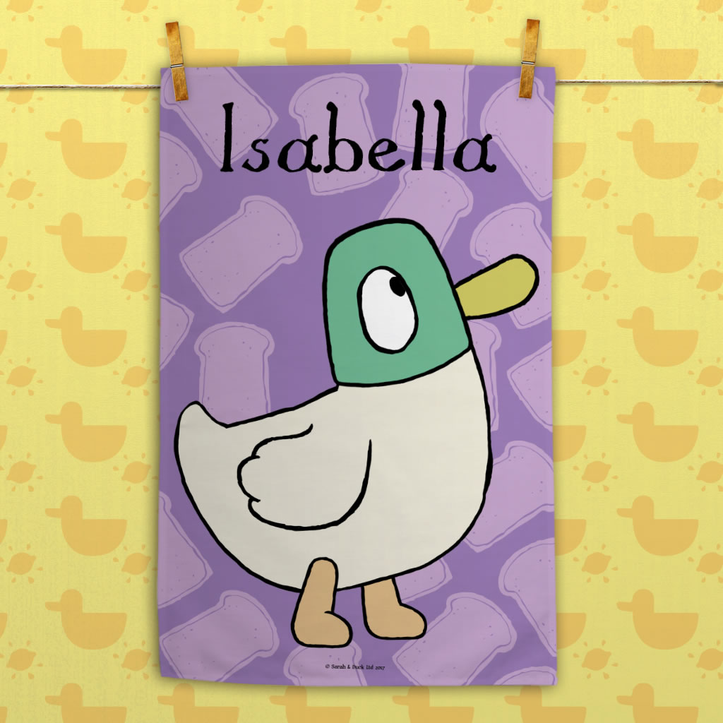 Personalised Purple Duck Tea Towel