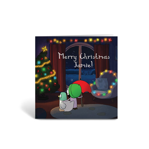 Personalised Sarah & Duck Christmas Tree Square Card