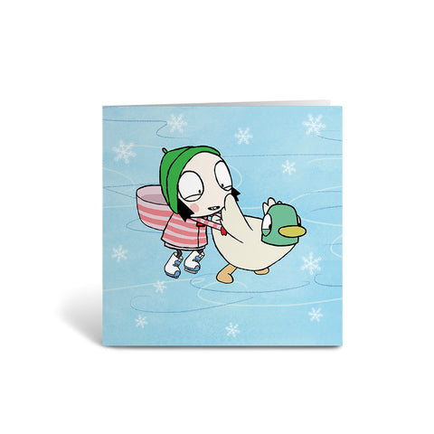 Sarah and Duck Skating Square Greeting Card