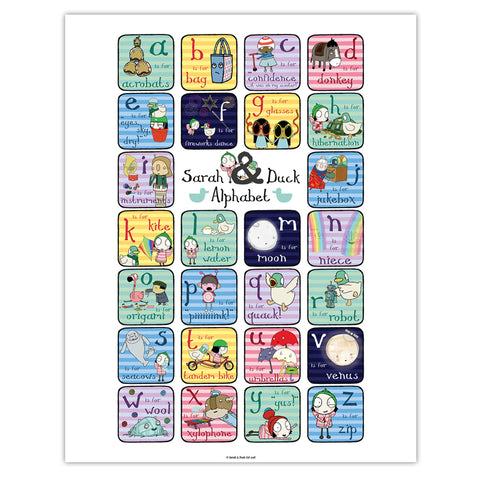 Sarah & Duck a-z Lowercase Art Print