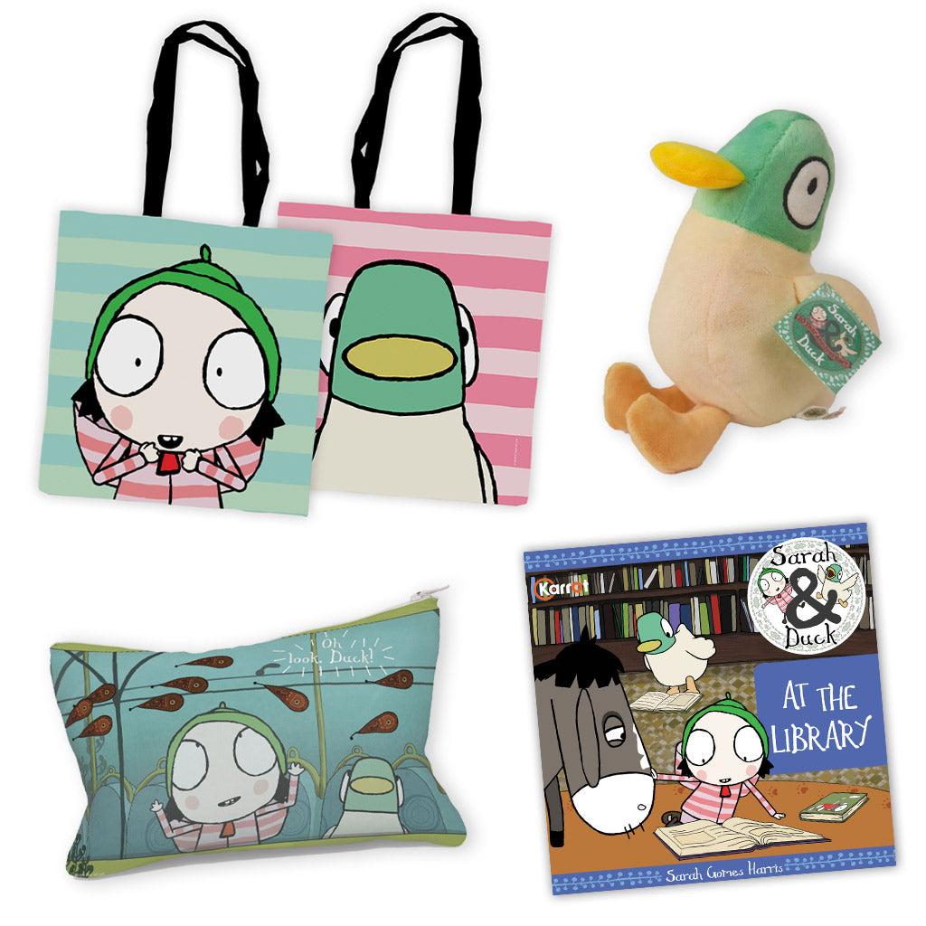 The Sarah & Duck Library Day Gift Set: Book, Plush, and Accessories!