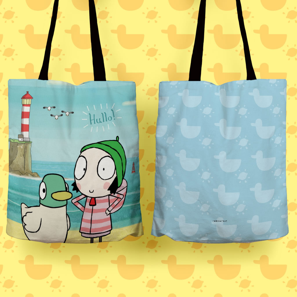 Hullo! Blue Sarah and Duck Edge to Edge Tote (Lifestyle)