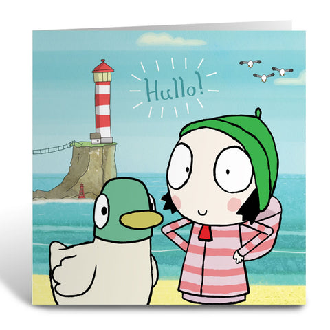 Hullo! Sarah and Duck Square Greeting Card