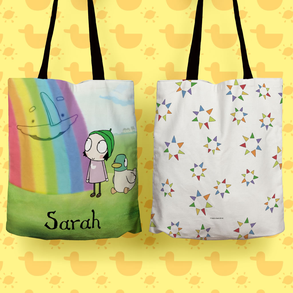 Personalised Sarah & Duck Rainbow Tote Bag