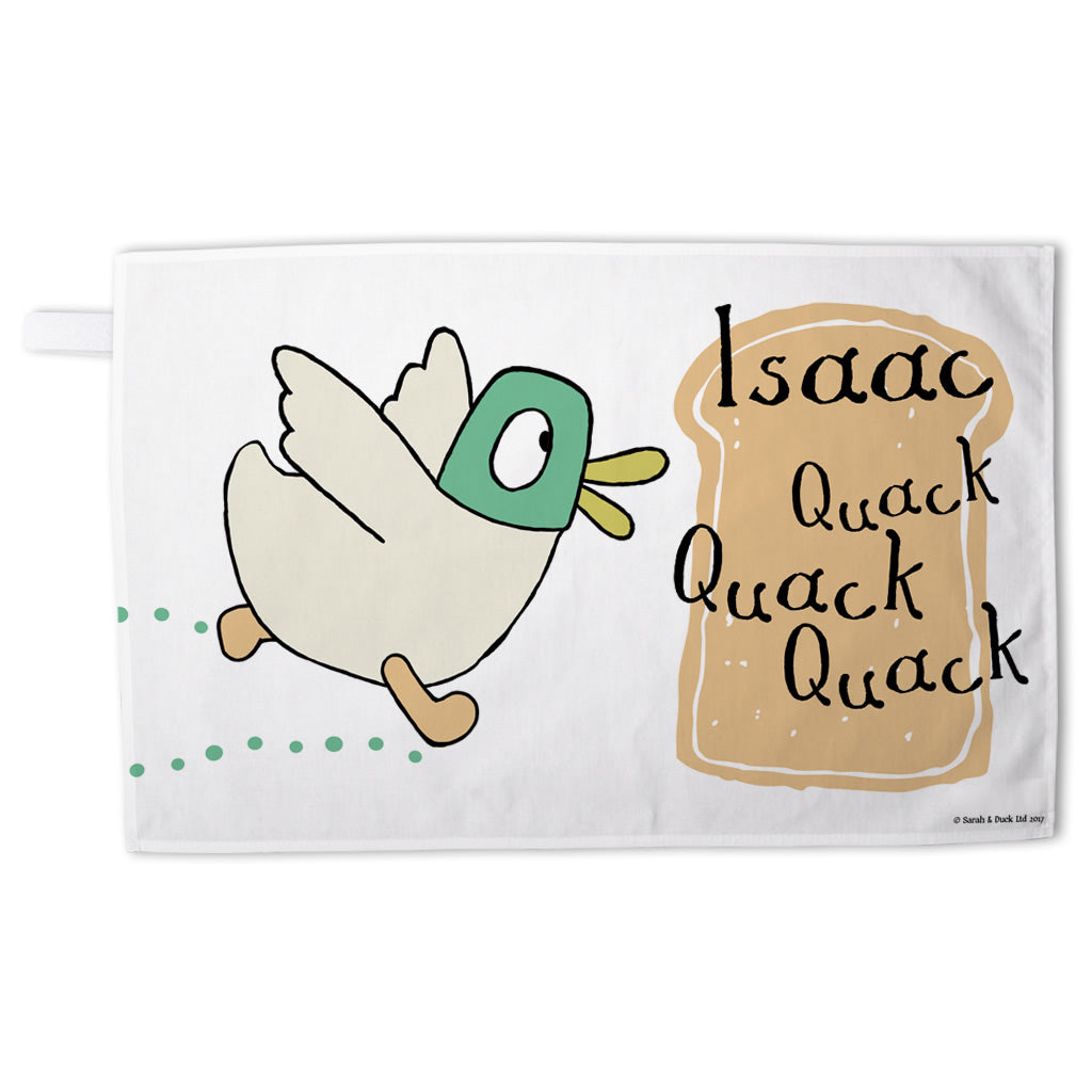 Personalised White Duck Tea Towel
