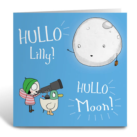 Personalised Hullo Moon Greeting Card