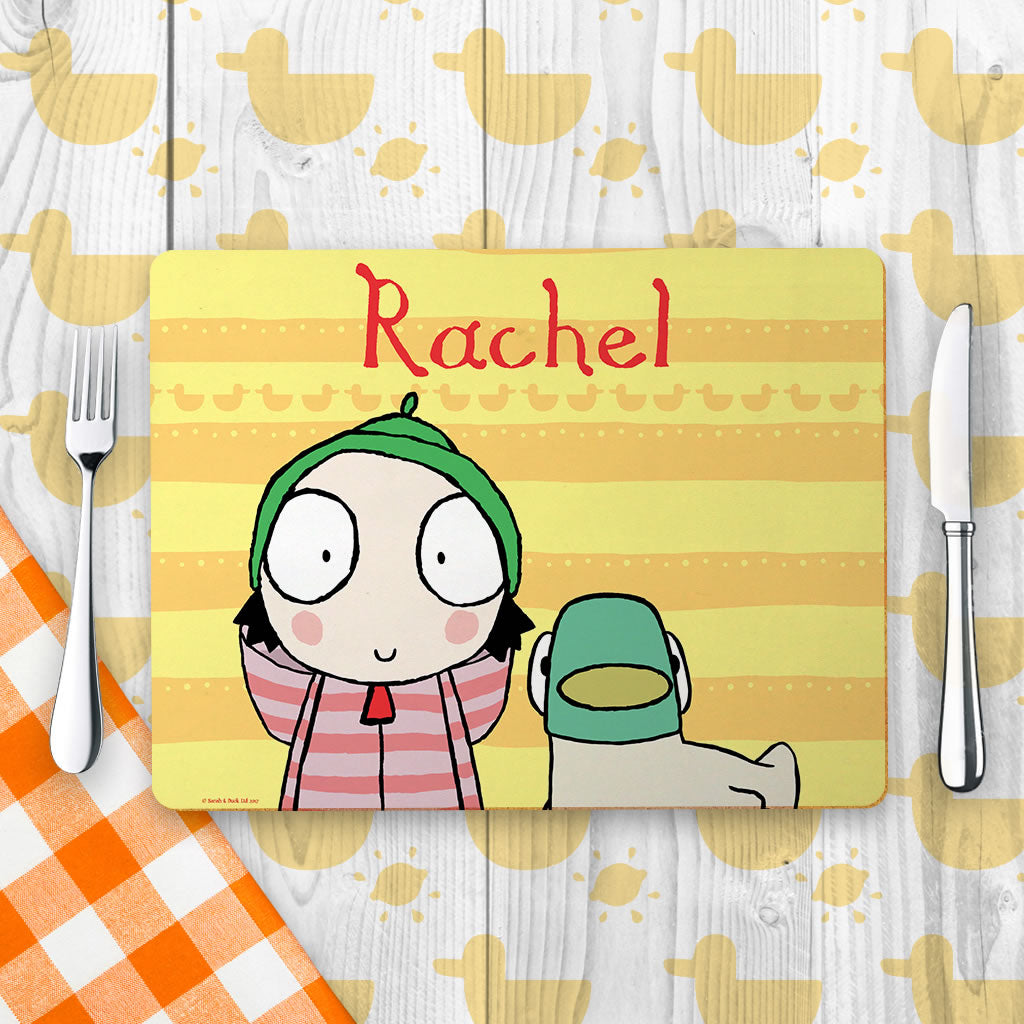 Personalised Yellow Sarah & Duck Placemat