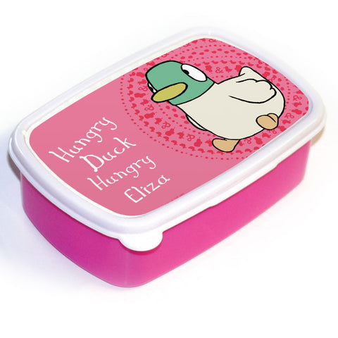 Personalised Pink Duck Lunch Box