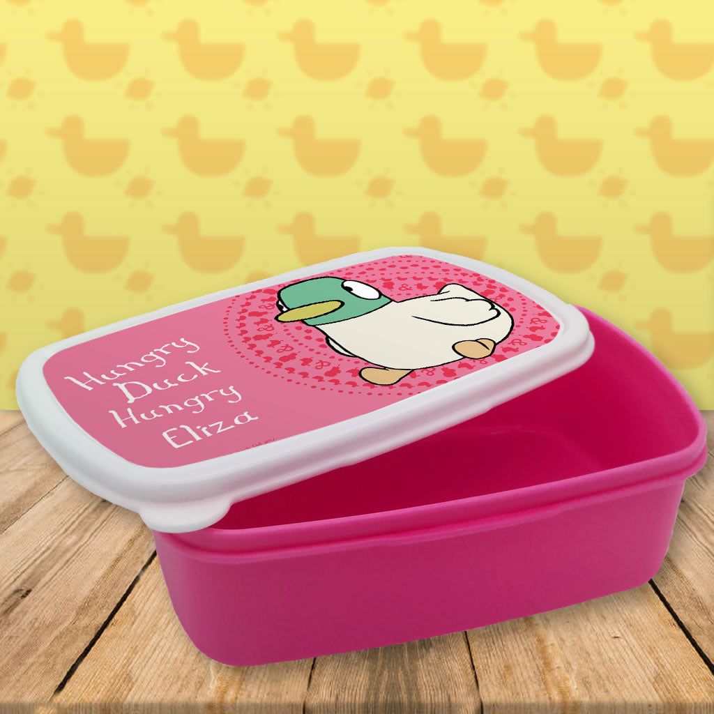 Personalised Pink Duck Lunch Box