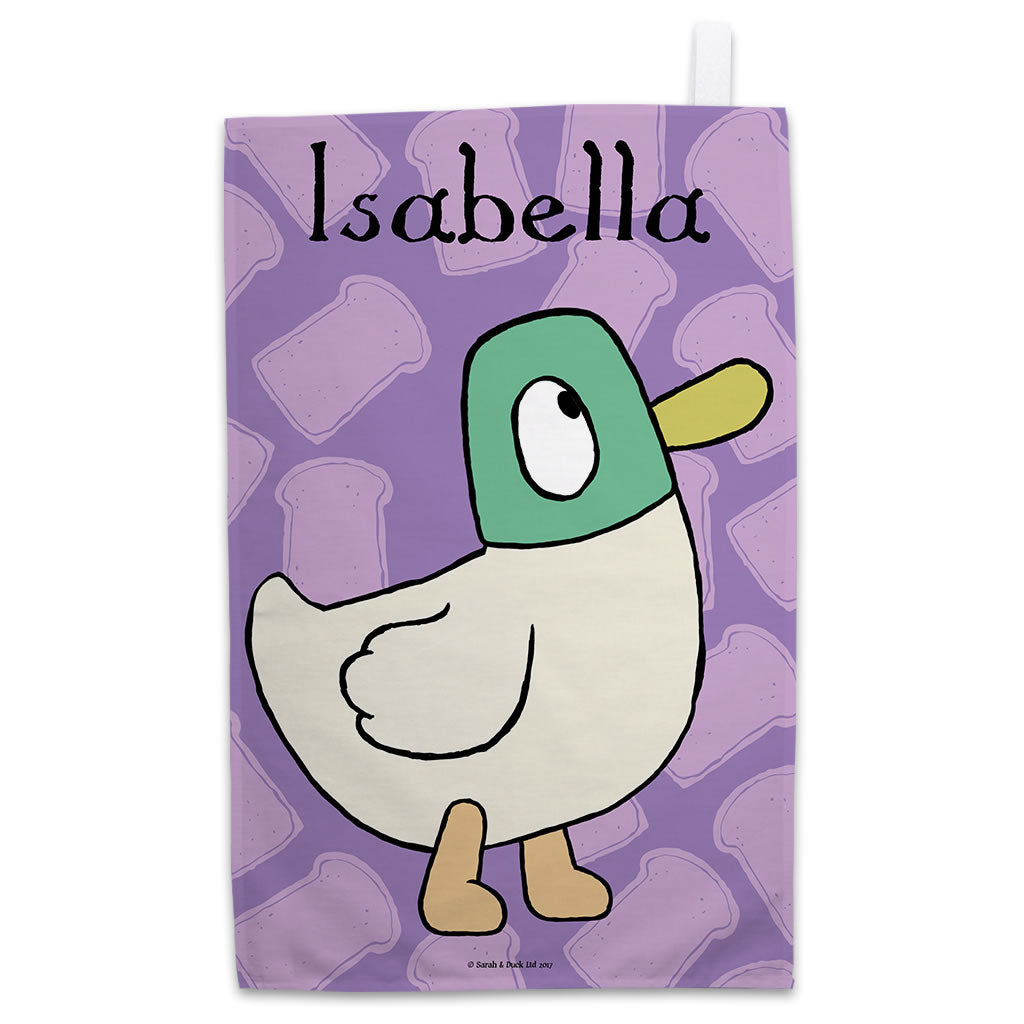 Personalised Purple Duck Tea Towel