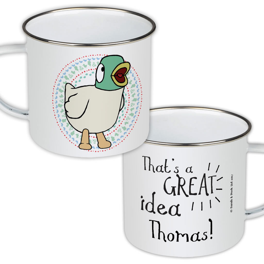 Personalised Duck's Great Idea Enamel Mug