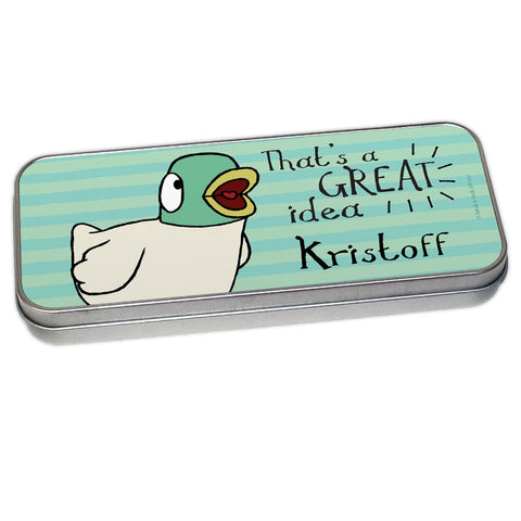 Personalised Duck's Great Idea Pencil Tin