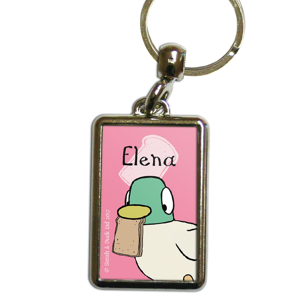 Personalised Duck Keyring - Pink