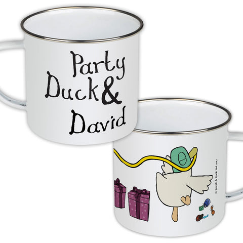 Personalised Party Duck Enamel Mug