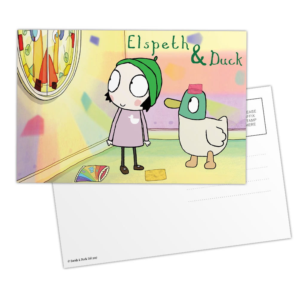 Personalised Sarah & Duck Postcard - Stained Glass