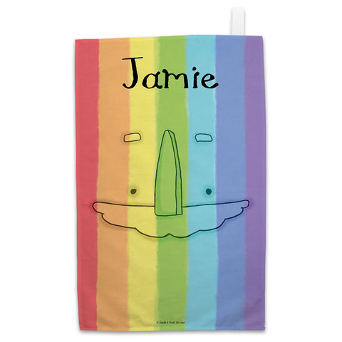 Personalised Rainbow Tea Towel - Portrait