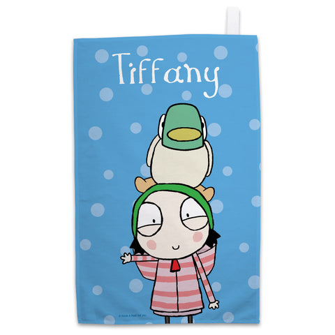 Personalised Blue Sarah & Duck Tea Towel