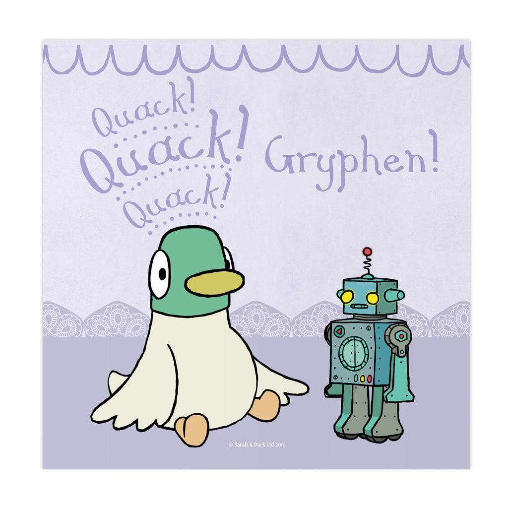 Personalised Duck & Robot Art Print