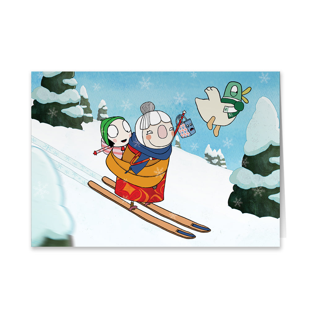 Sarah and Duck Skiing Greeting Card