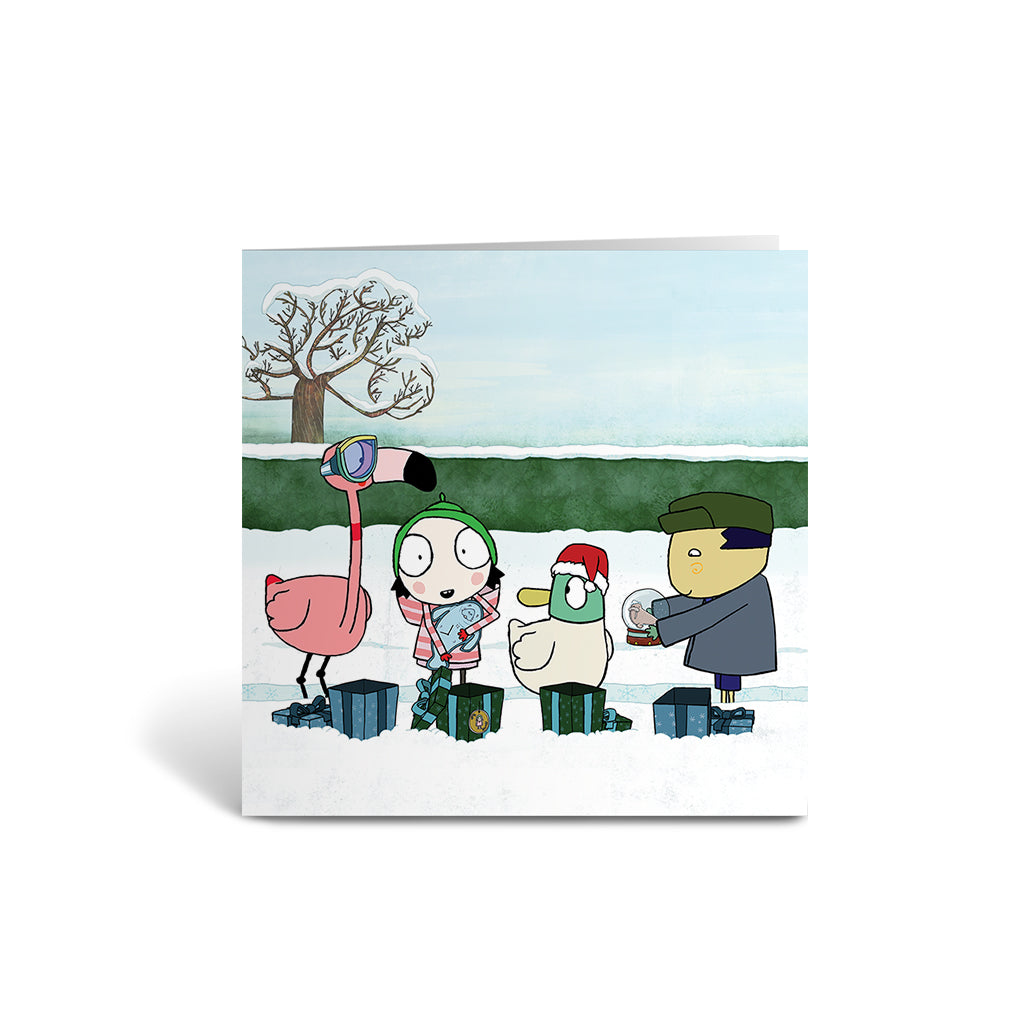 Sarah and Duck Presents! Square Greeting Card